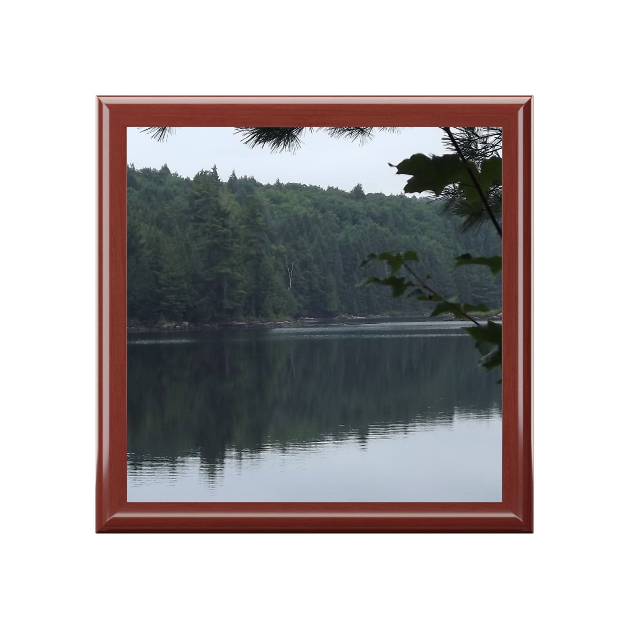 Lake Reflection Jewelry Box — Scenic Forest Lake Keepsake Box