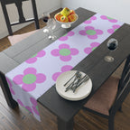 Pastel Floral Table Runner — Pink & Green Daisy Pattern