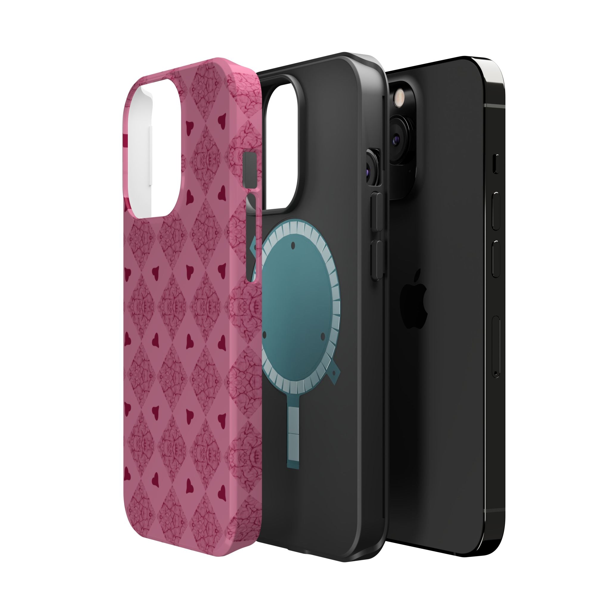 Pink Vintage Hearts Magnetic Impact-Resistant Phone Case