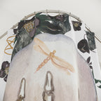 Witchy Crystal Ball Shower Curtain – Gothic Floral, Pentacle & Dragonfly Bath Decor