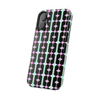 Geom Stripe Magnetic Phone Case — Black with Mint & Lavender Pattern