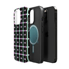 Geom Stripe Magnetic Phone Case — Black with Mint & Lavender Pattern