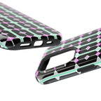 Geom Stripe Magnetic Phone Case — Black with Mint & Lavender Pattern