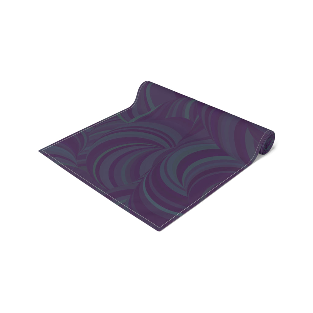 Purple Swirl Table Runner — Abstract Floral Pattern Dining Decor