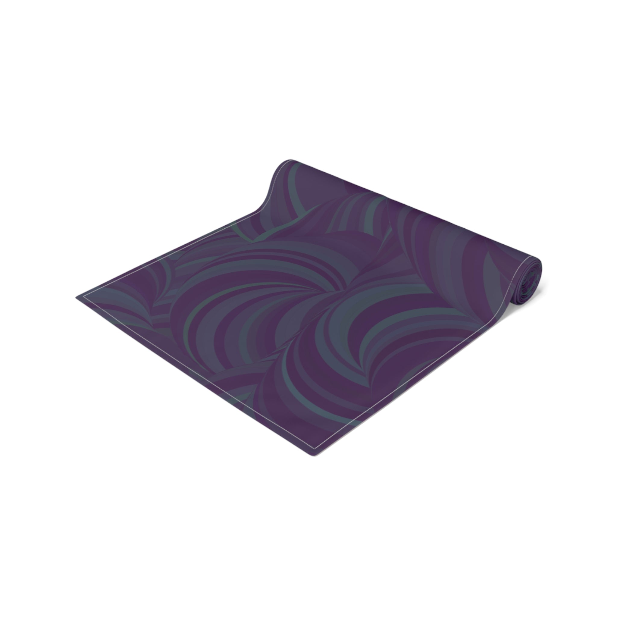 Purple Swirl Table Runner — Abstract Floral Pattern Dining Decor