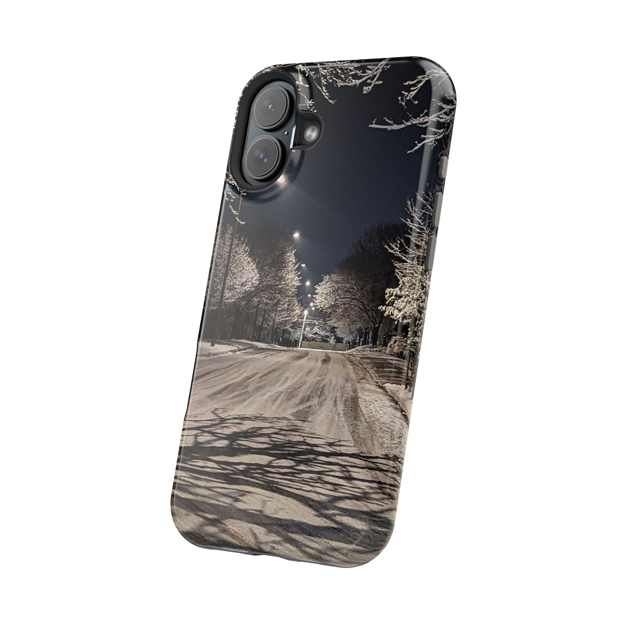 Winter Night Snow Road Magnetic Impact-Resistant Phone Case