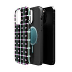 Geom Stripe Magnetic Phone Case — Black with Mint & Lavender Pattern