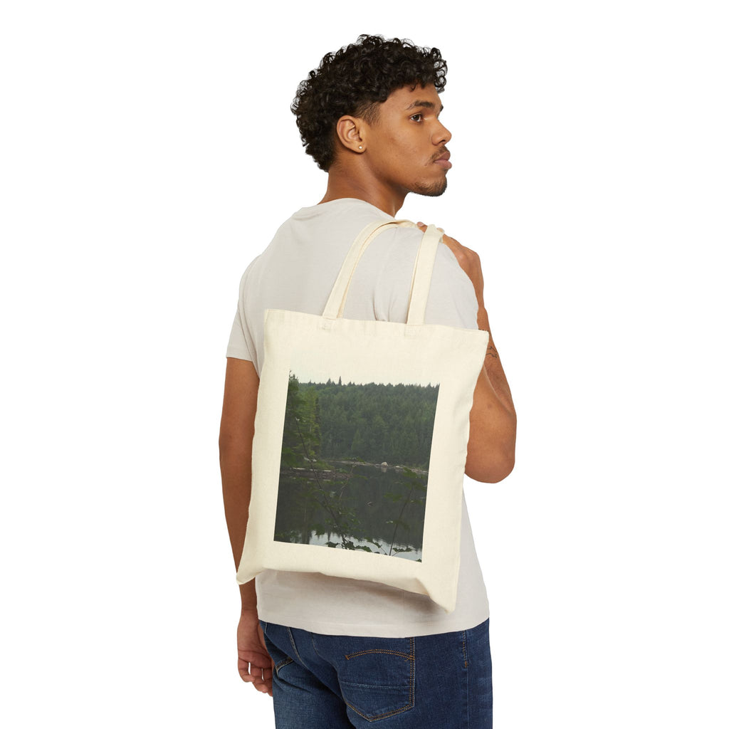 Canvas Tote Bag — Nature Photo Prints (Forest Lake & Brown Butterfly)