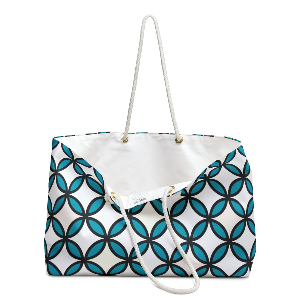 Teal Geometric Circle Weekender Bag — Stylish Travel Tote for Weekend Getaways