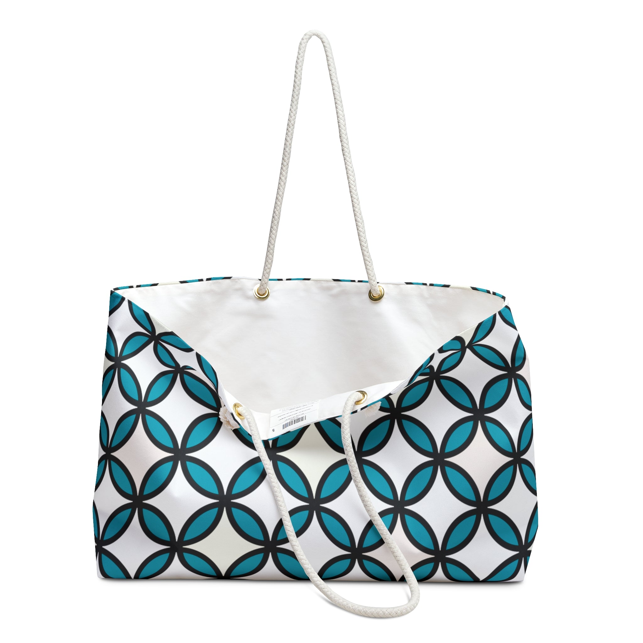 Teal Geometric Circle Weekender Bag — Stylish Travel Tote for Weekend Getaways