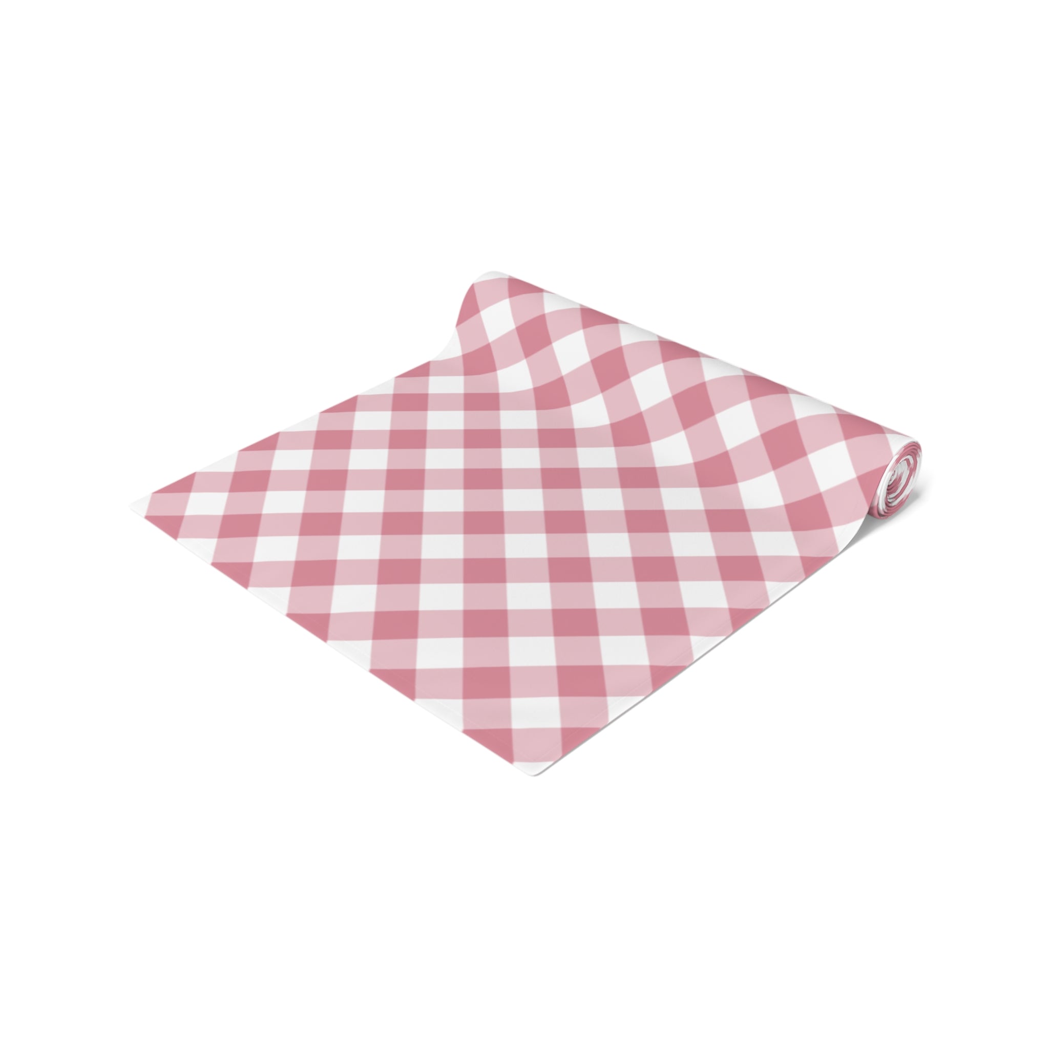 Pink Gingham Table Runner — Cotton-Blend Plaid Decor for Farmhouse, Spring & Picnic Tables