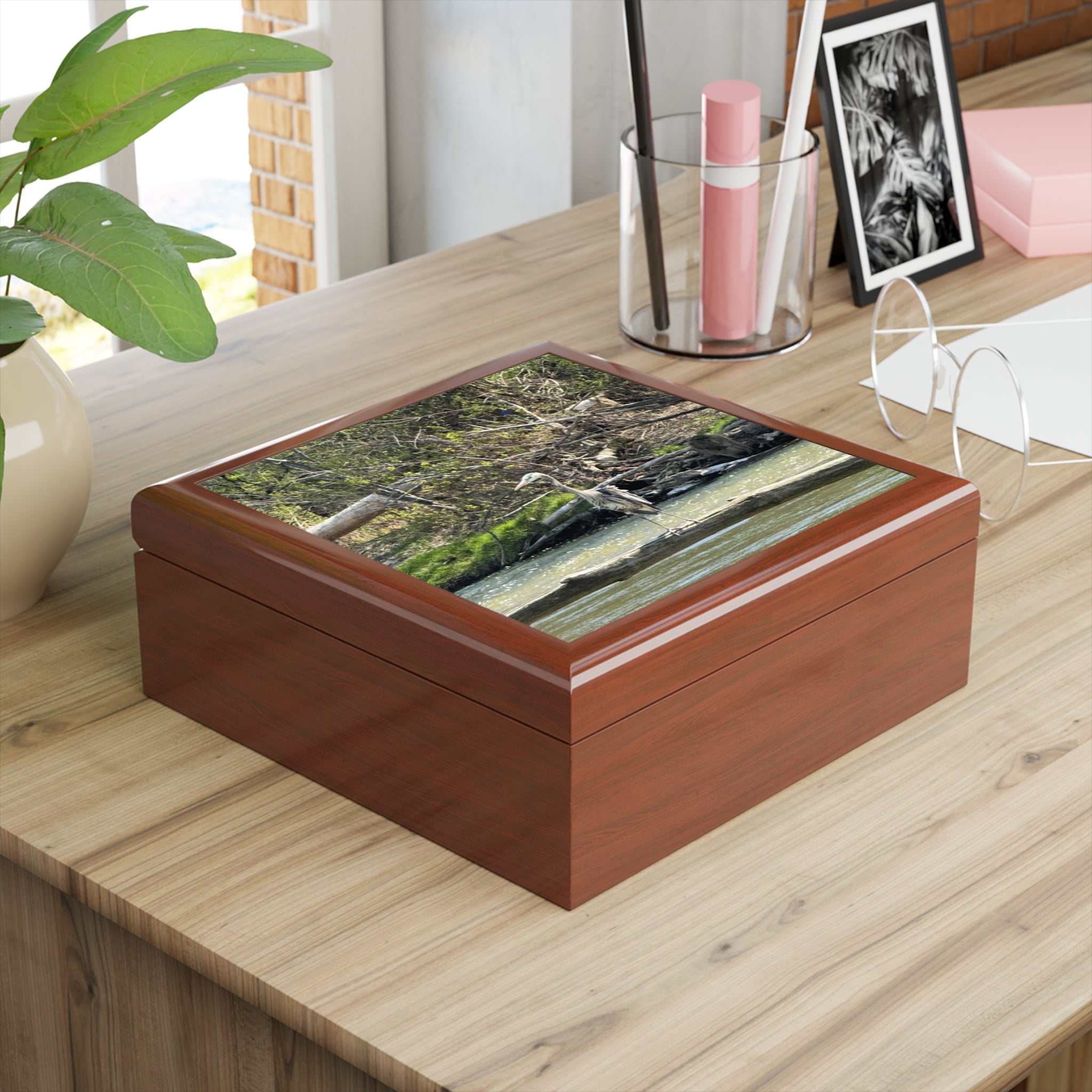 Heron River Jewelry Box — Nature Photo Keepsake Box
