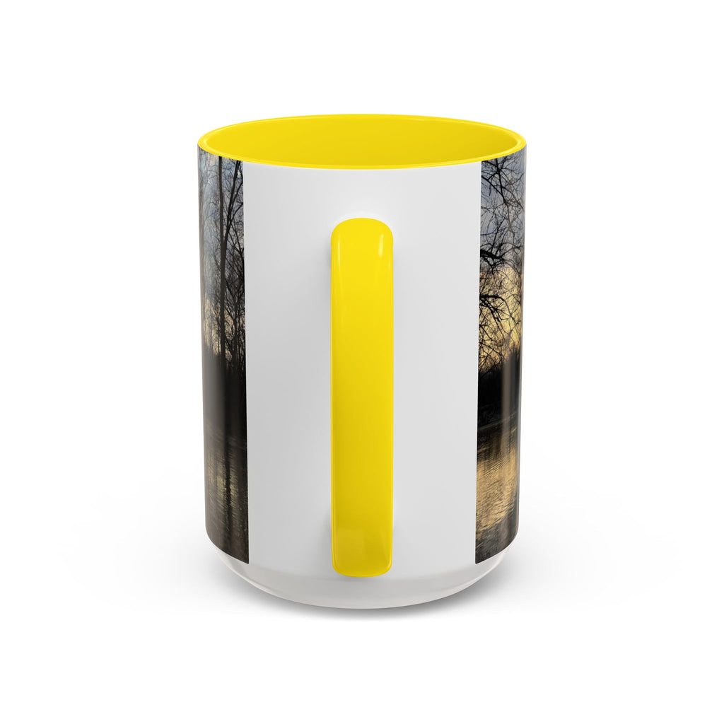 Sunset Reflection Coffee Mug — Forest Silhouette Accent Mug