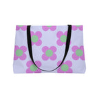Weekender Tote Bag — Retro Pink & Mint Floral Pattern Large Beach Tote