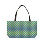 Weekender Tote Bag — Teal Retro Diamond Pattern Travel Beach Bag