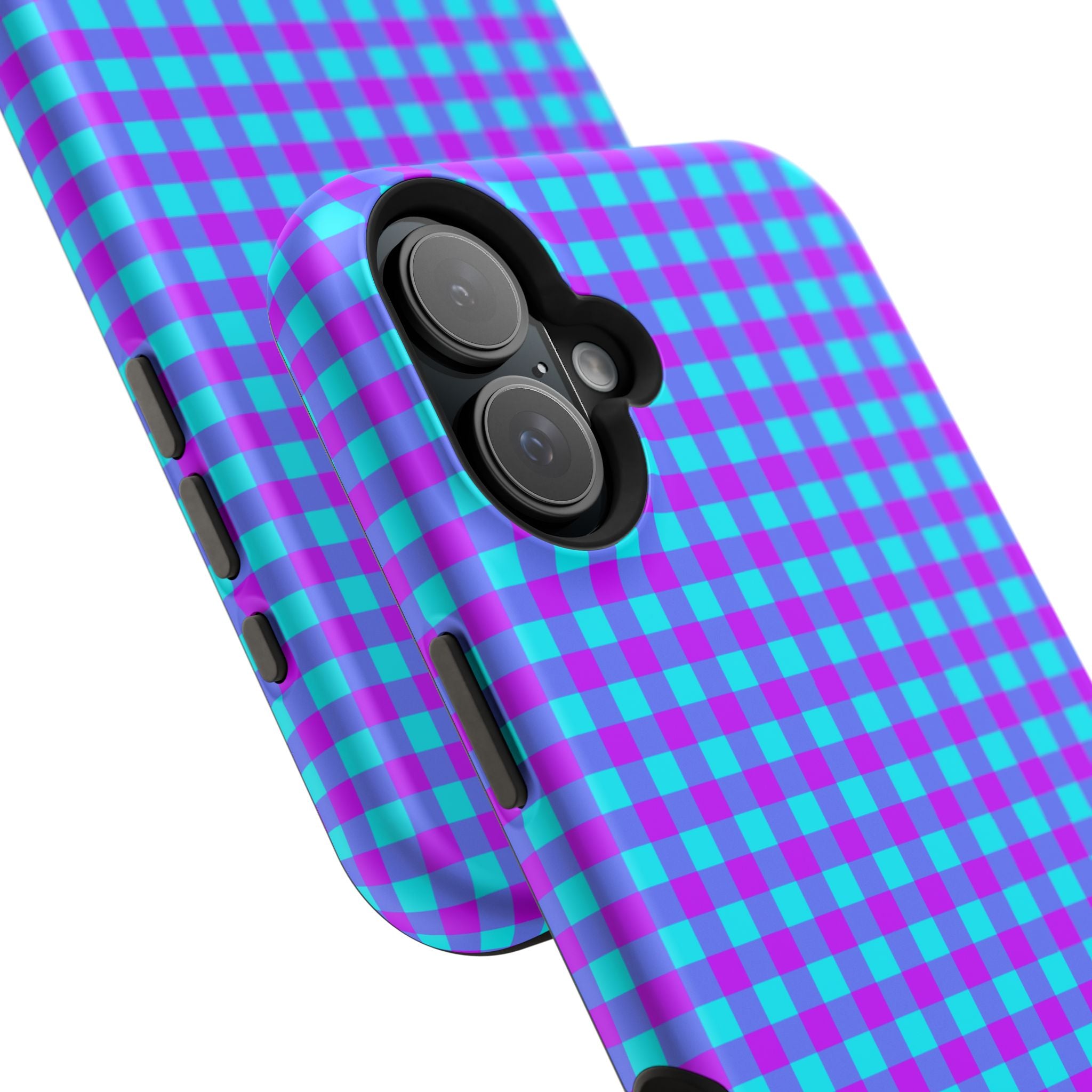 Phone Case — Blue & Purple Gingham Magnetic Impact-Resistant Case