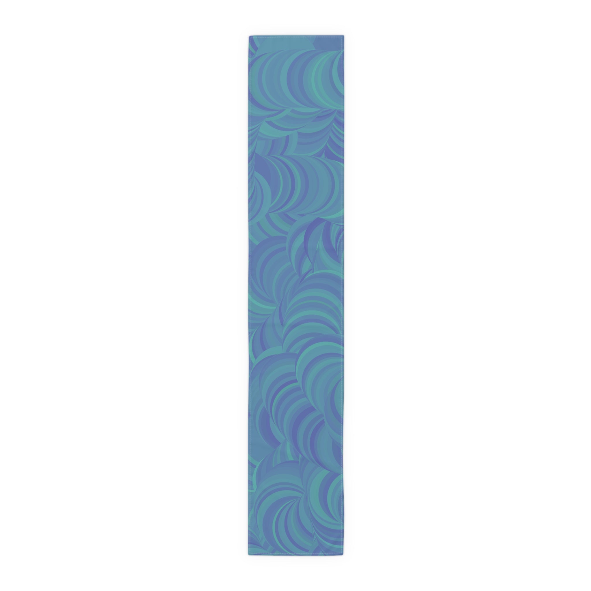 Blue Teal Swirl Table Runner — Abstract Coastal Pattern for Dining & Entertaining