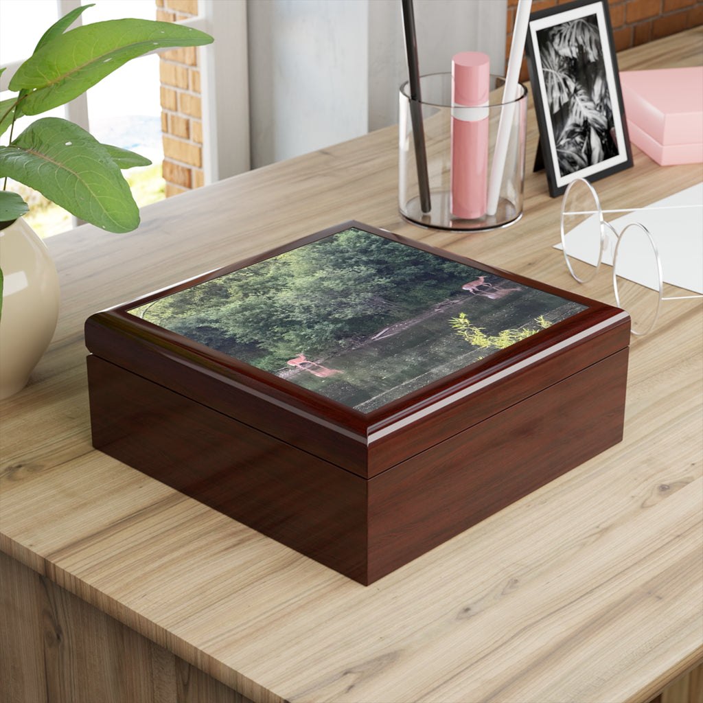 Woodland Deer Jewelry Box — Scenic Lake Reflection Keepsake Box
