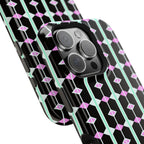 Geom Stripe Magnetic Phone Case — Black with Mint & Lavender Pattern