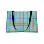Blue Plaid Weekender Tote Bag – Lightweight Travel & Beach Carryall