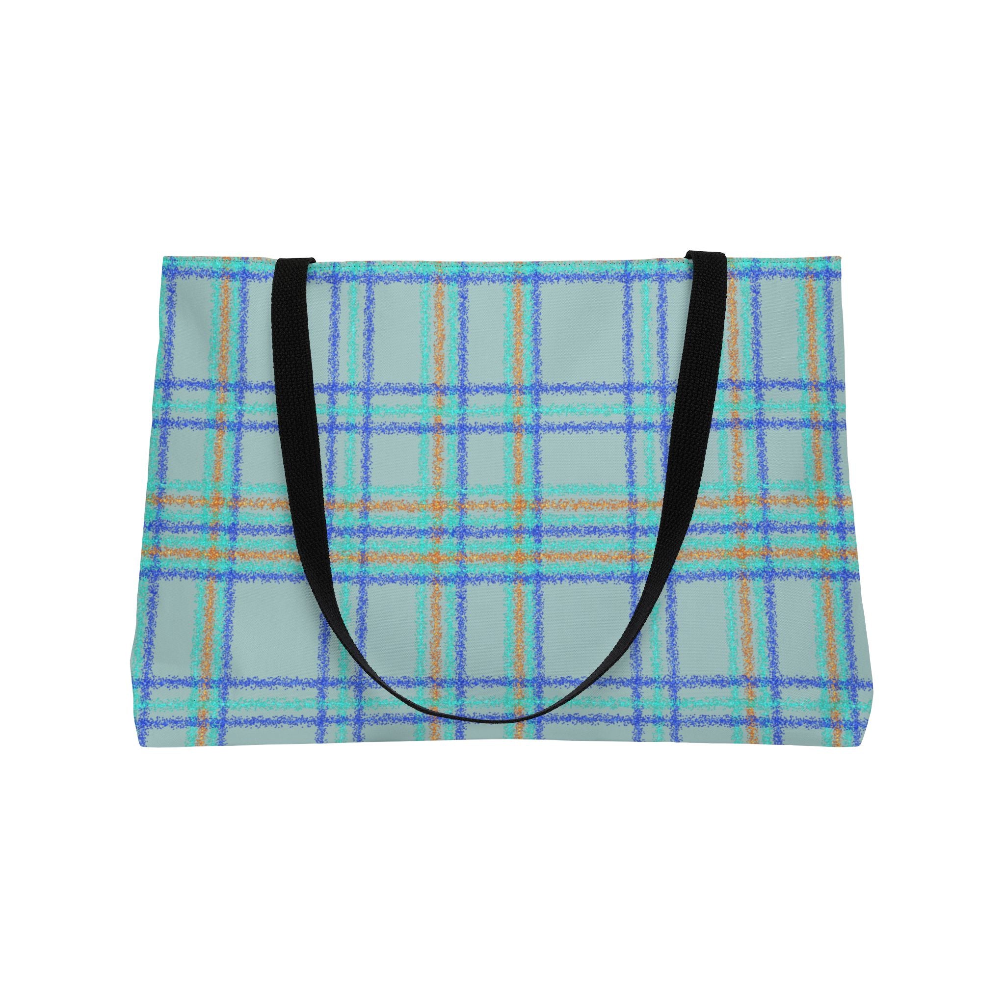 Blue Plaid Weekender Tote Bag – Lightweight Travel & Beach Carryall