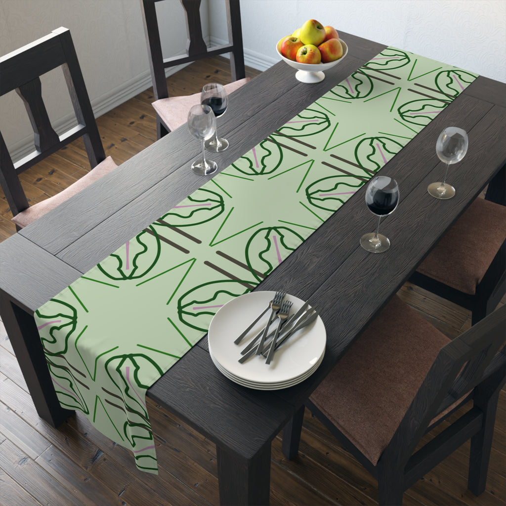 Green Geometric Floral Table Runner