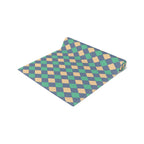 Diamond Check Table Runner — Retro Teal & Mustard Geometric Dining Decor