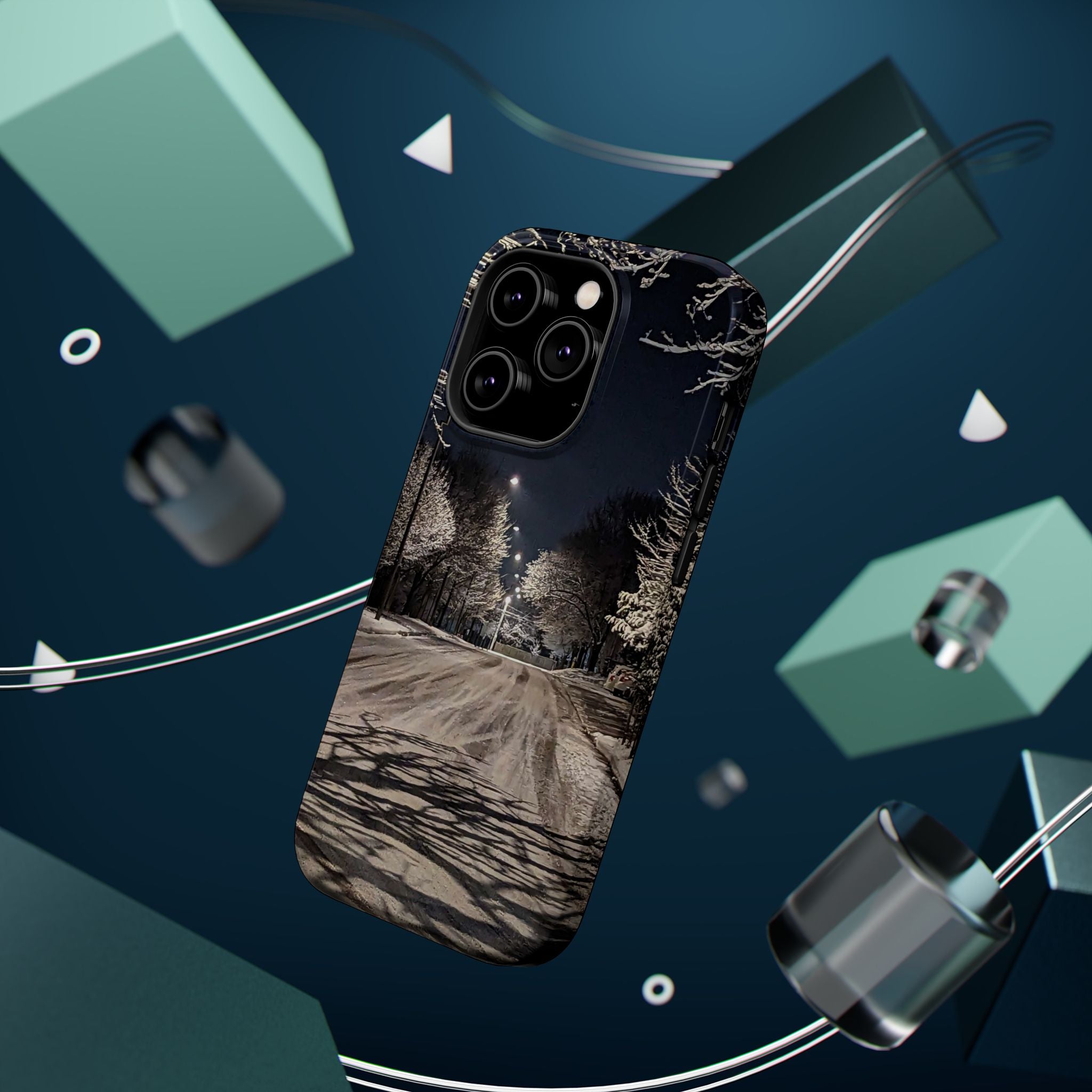 Winter Night Snow Road Magnetic Impact-Resistant Phone Case