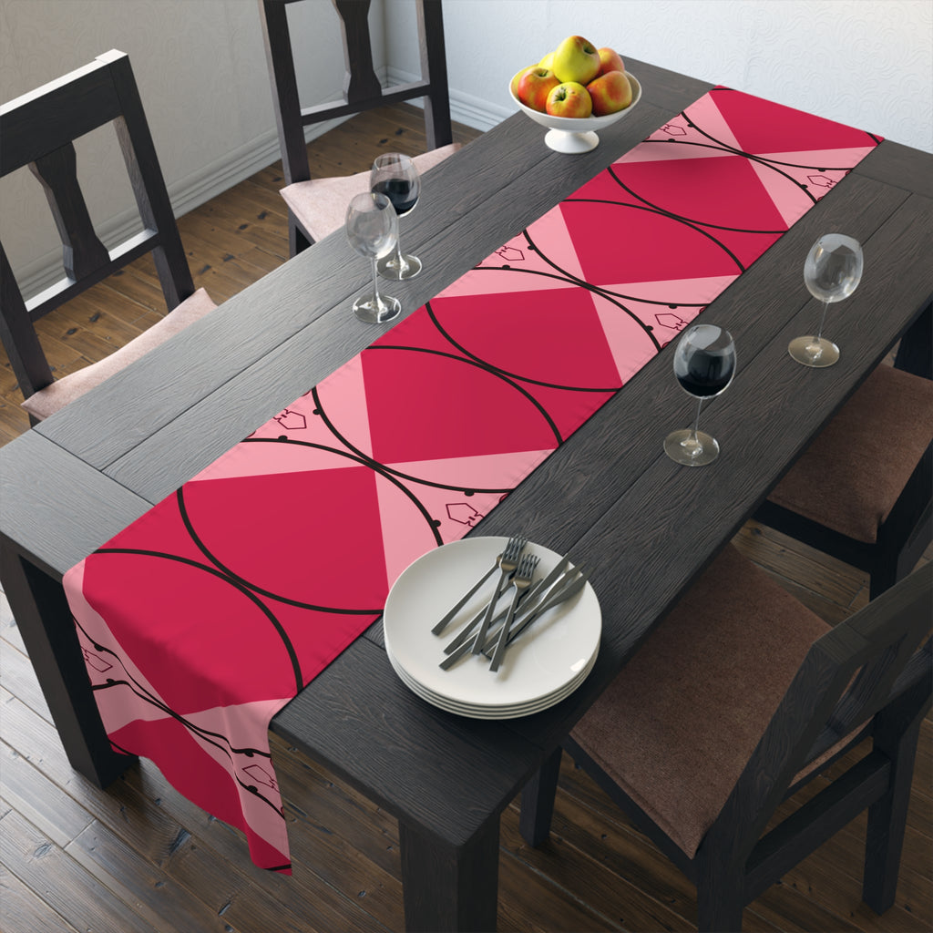Pink Geometric Heart Table Runner