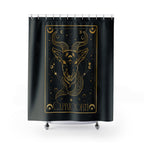 Capricorn Zodiac Shower Curtain — Gold Mystic Goat Astrological Bathroom Decor