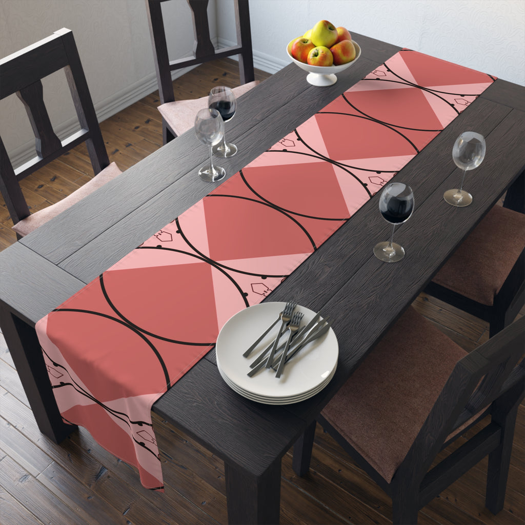 Pink Geometric Heart Table Runner