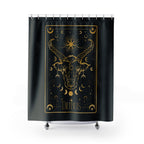 Taurus Zodiac Shower Curtain — Gold Celestial Bull Astrology Bathroom Decor
