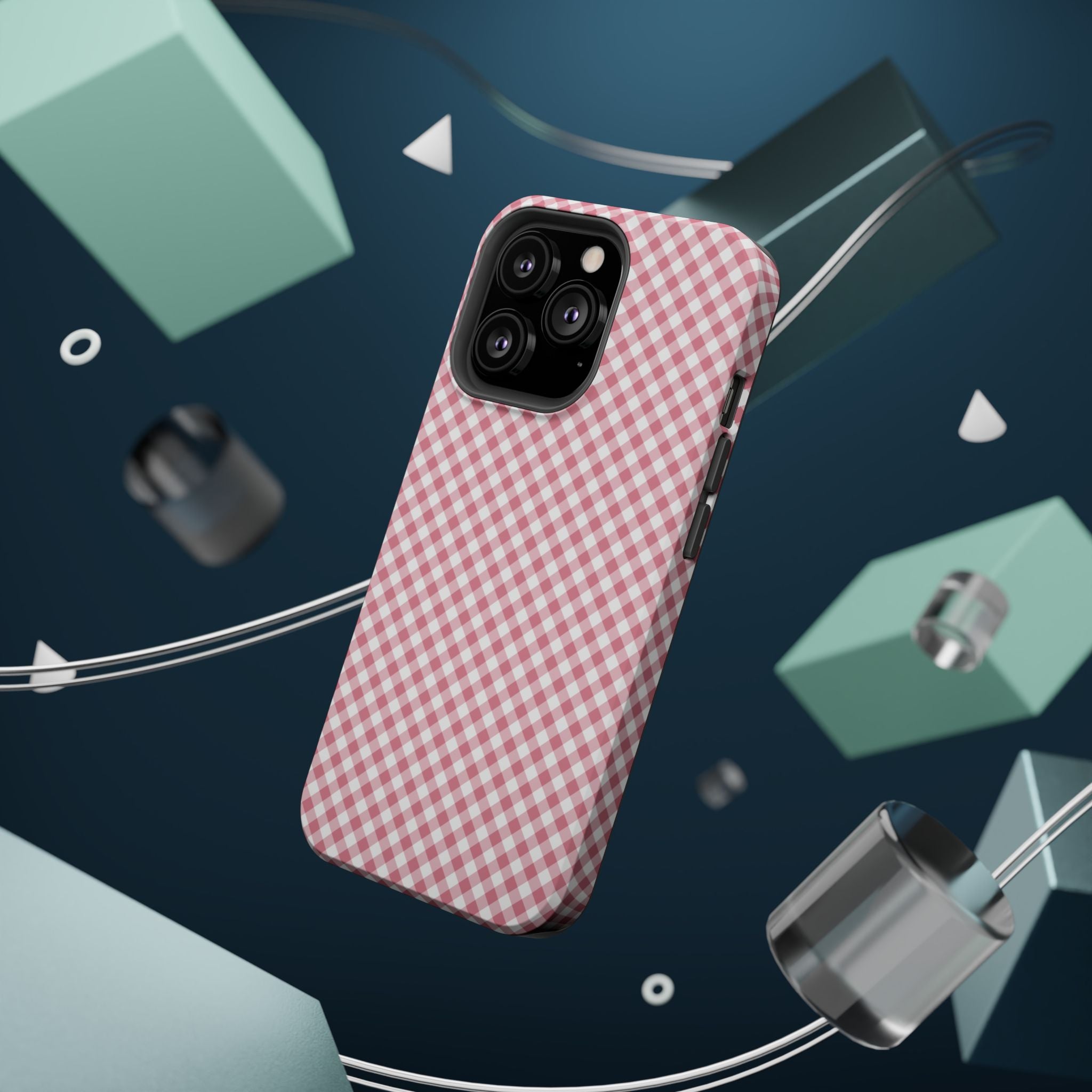 Pink Gingham Magnetic Impact-Resistant Phone Case