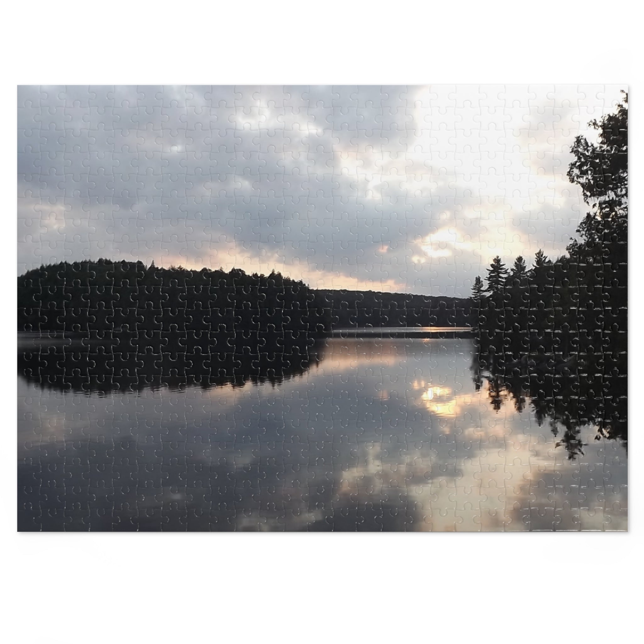 Lake Reflection Jigsaw Puzzle with Tin — Scenic Sunset Puzzle for Nature Lovers