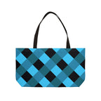 Blue Plaid Weekender Tote Bag — Checkered Travel & Beach Carryall