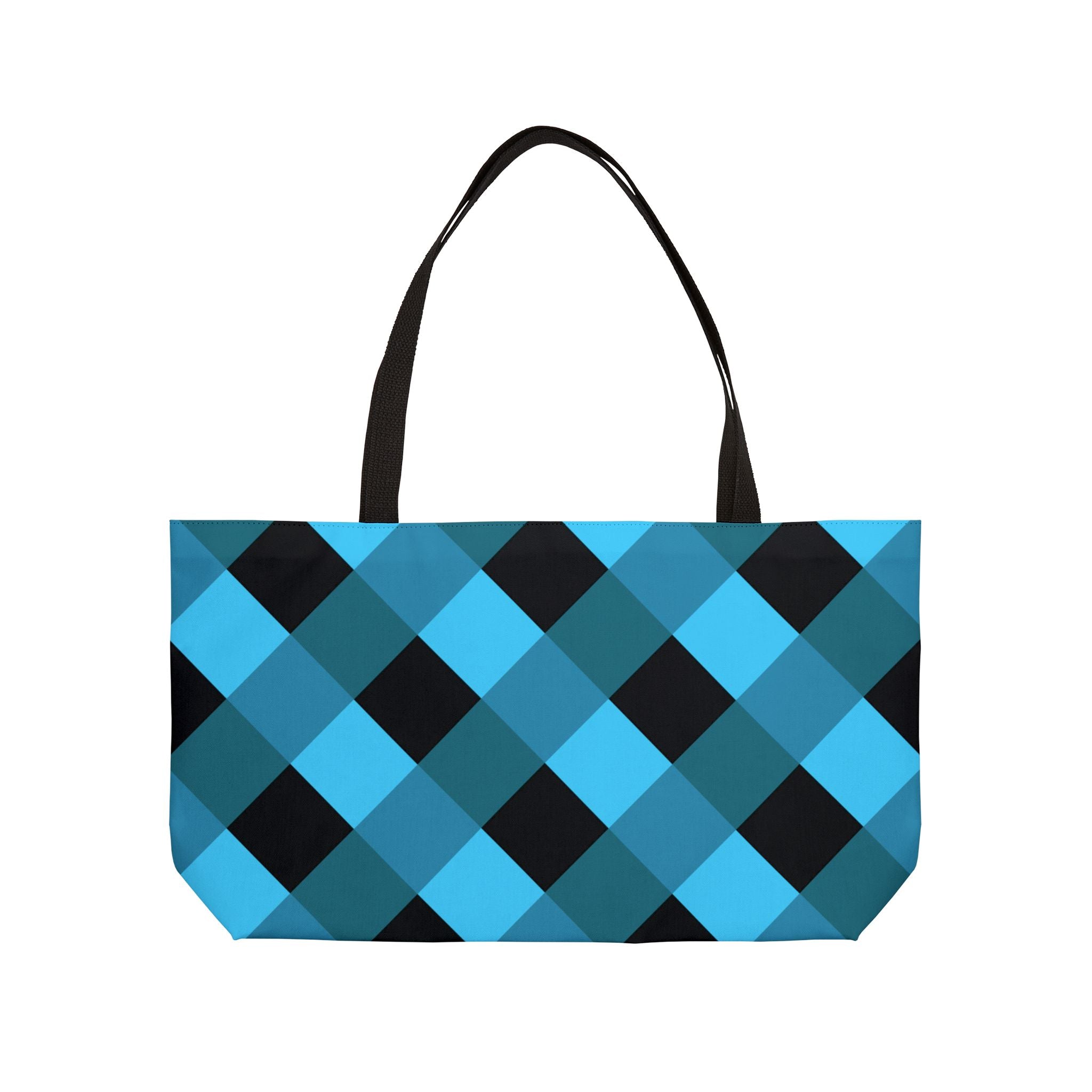 Blue Plaid Weekender Tote Bag — Checkered Travel & Beach Carryall