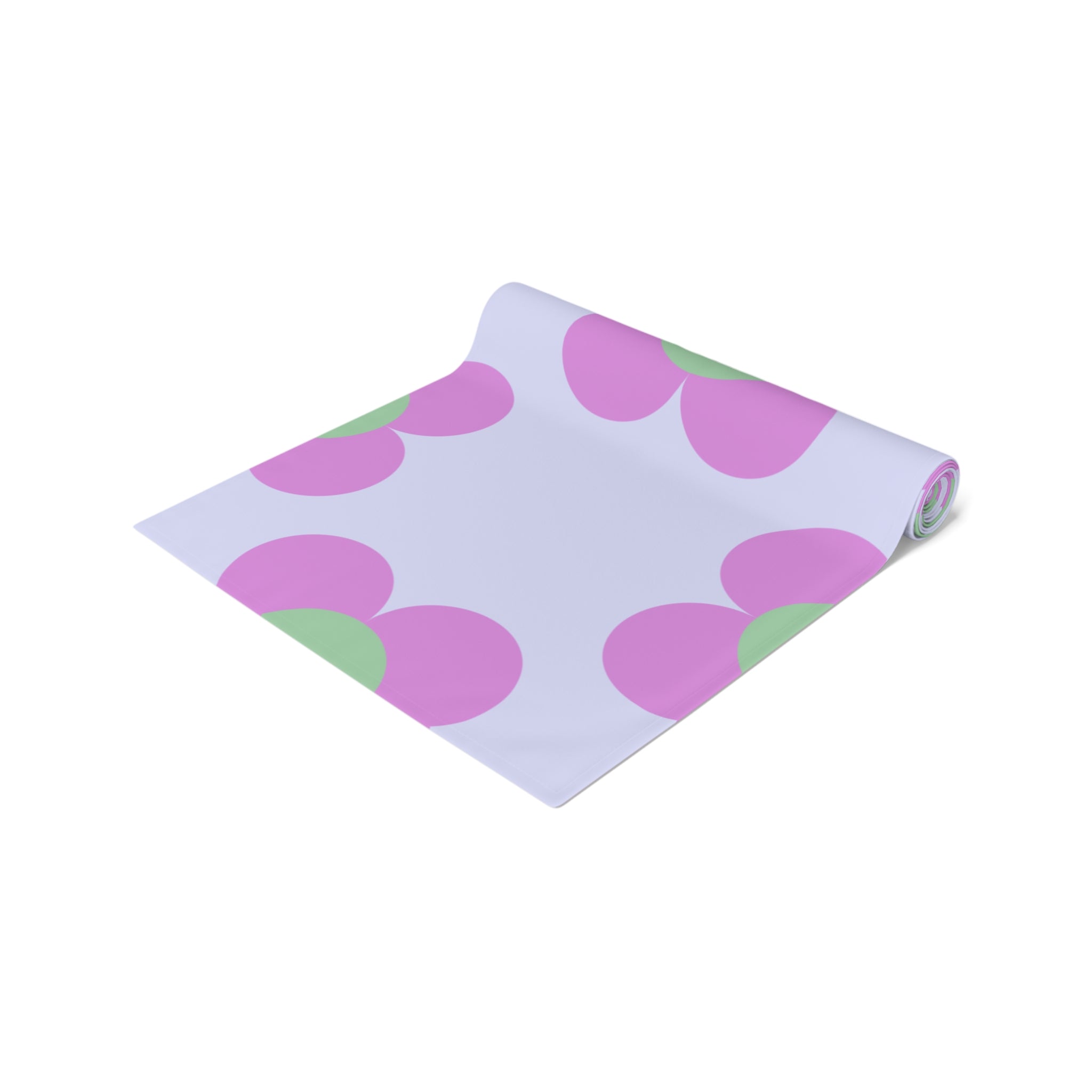 Pastel Floral Table Runner — Pink & Green Daisy Pattern