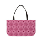 Weekender Tote Bag — Pink Heart Diamond Pattern Travel Tote (Valentine’s Gift)