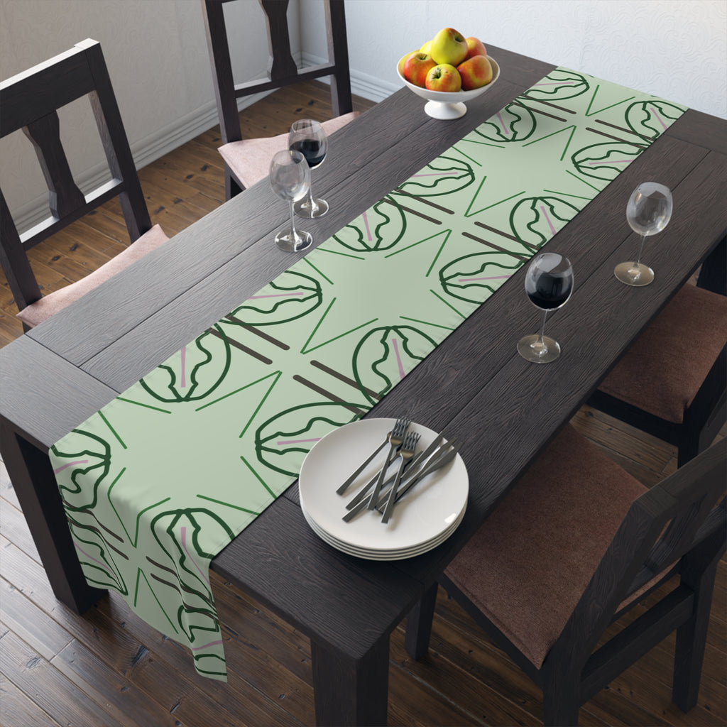 Green Geometric Floral Table Runner