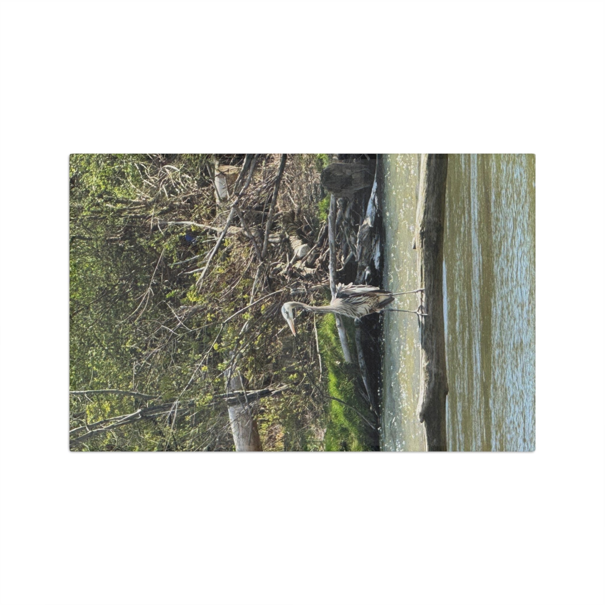 Great Blue Heron Microfiber Tea Towel — Nature-Inspired River Bird Kitchen Towel