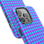 Phone Case — Blue & Purple Gingham Magnetic Impact-Resistant Case