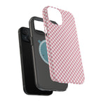 Pink Gingham Magnetic Impact-Resistant Phone Case