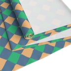Diamond Check Table Runner — Retro Teal & Mustard Geometric Dining Decor