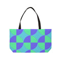 Geometric Circle Pattern Weekender Tote — Teal & Purple Retro Travel Bag