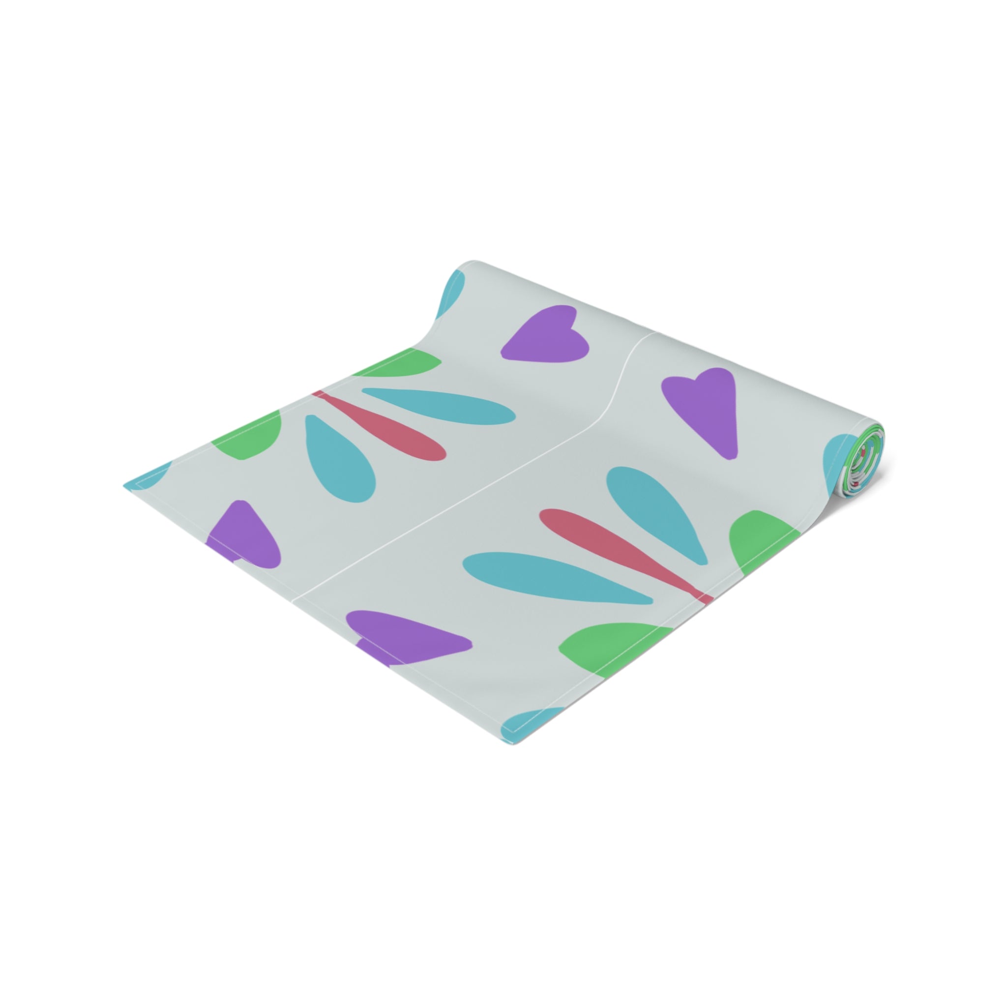 Floral Geometric Table Runner — Pastel Heart & Petal Pattern