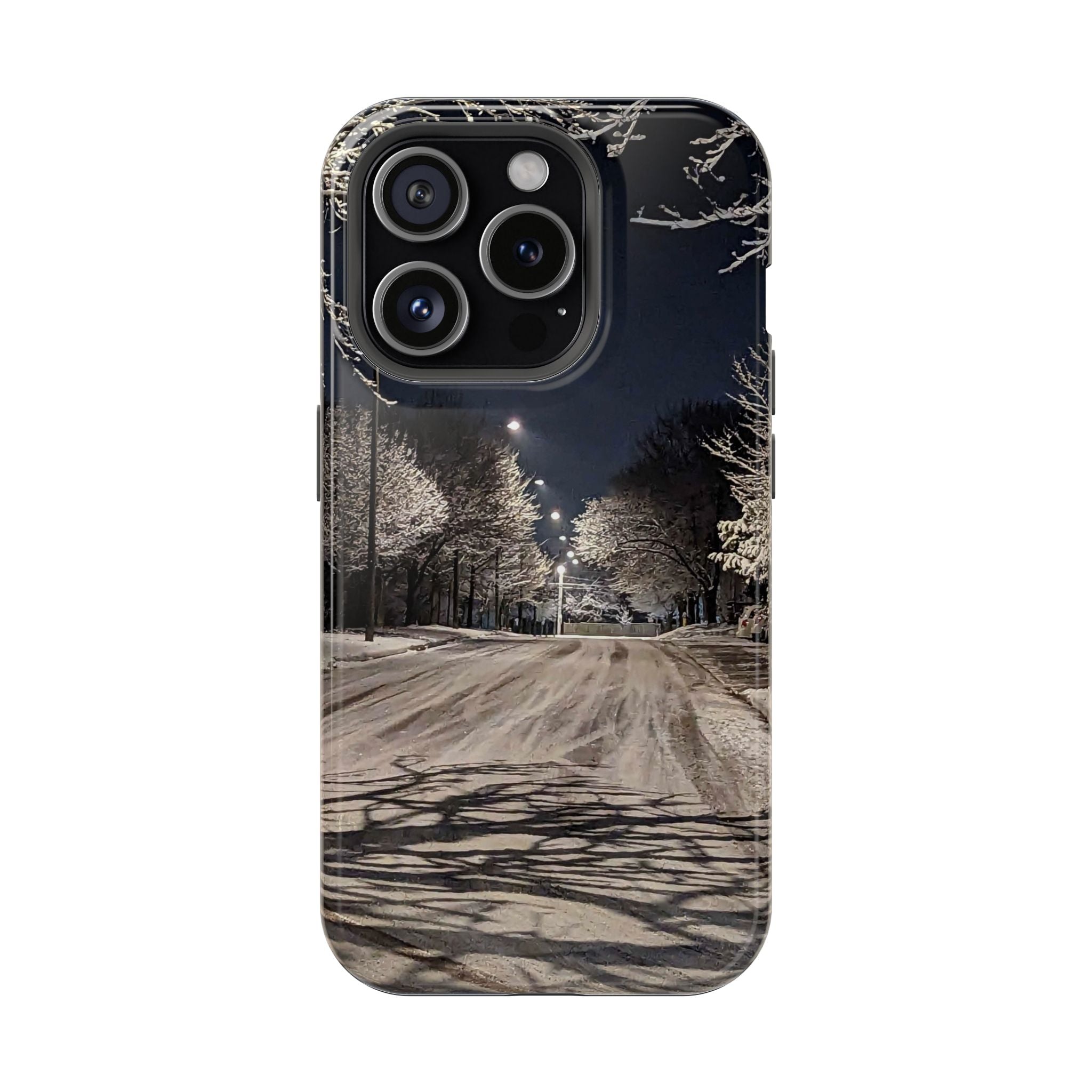 Winter Night Snow Road Magnetic Impact-Resistant Phone Case