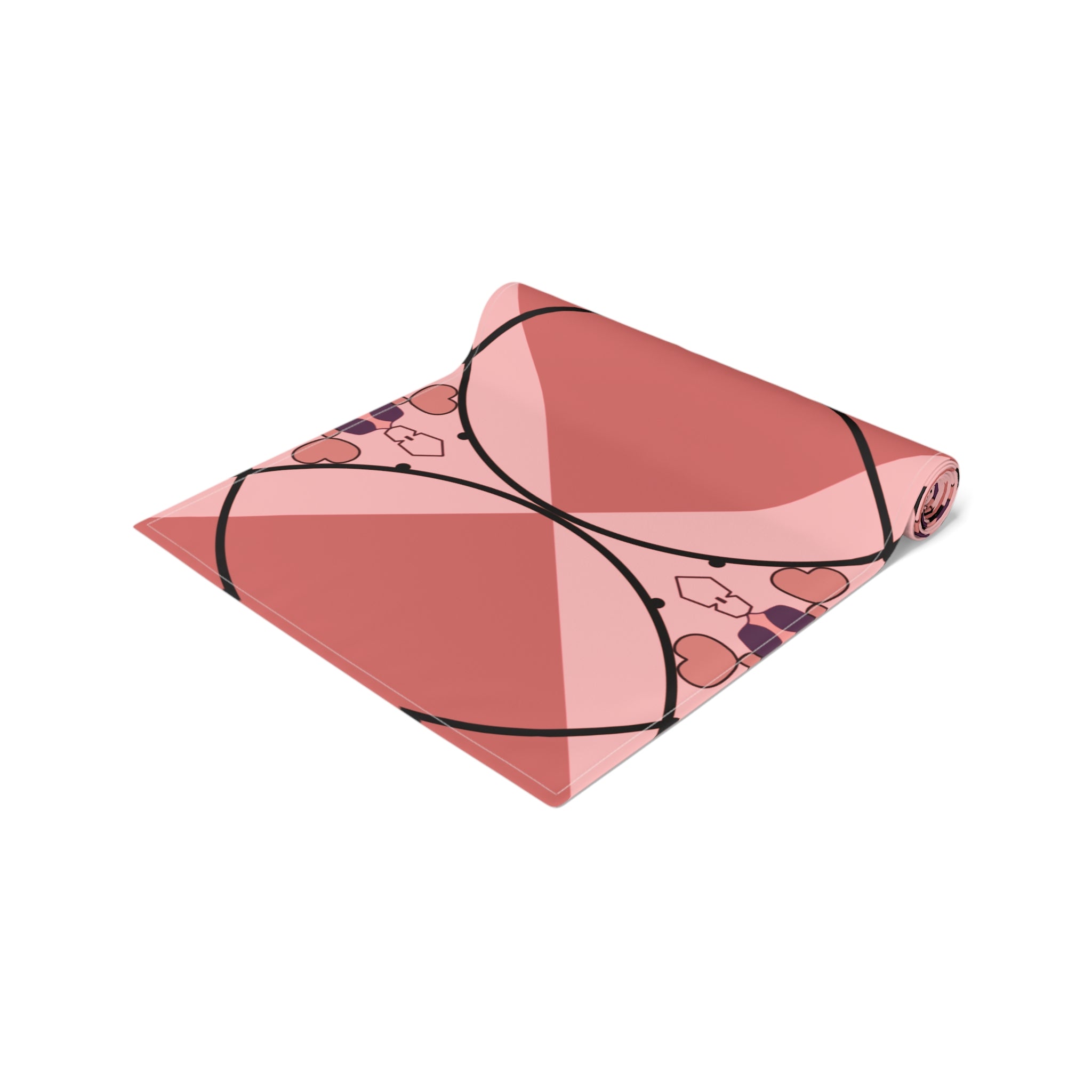Pink Geometric Heart Table Runner