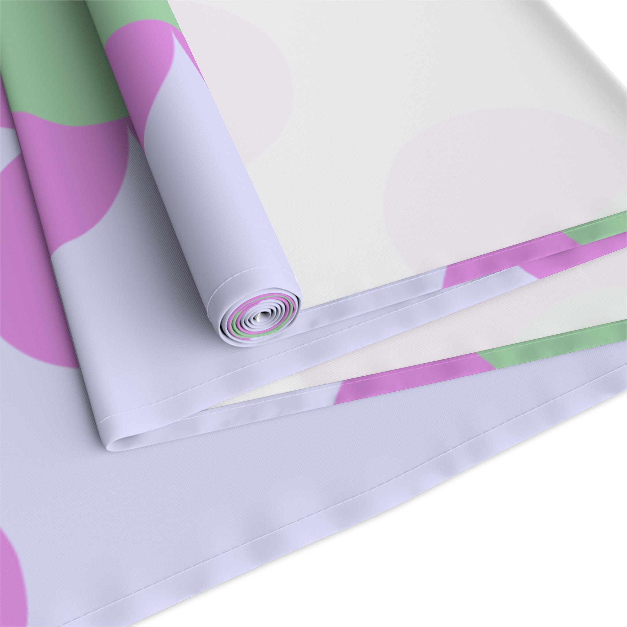 Pastel Floral Table Runner — Pink & Green Daisy Pattern