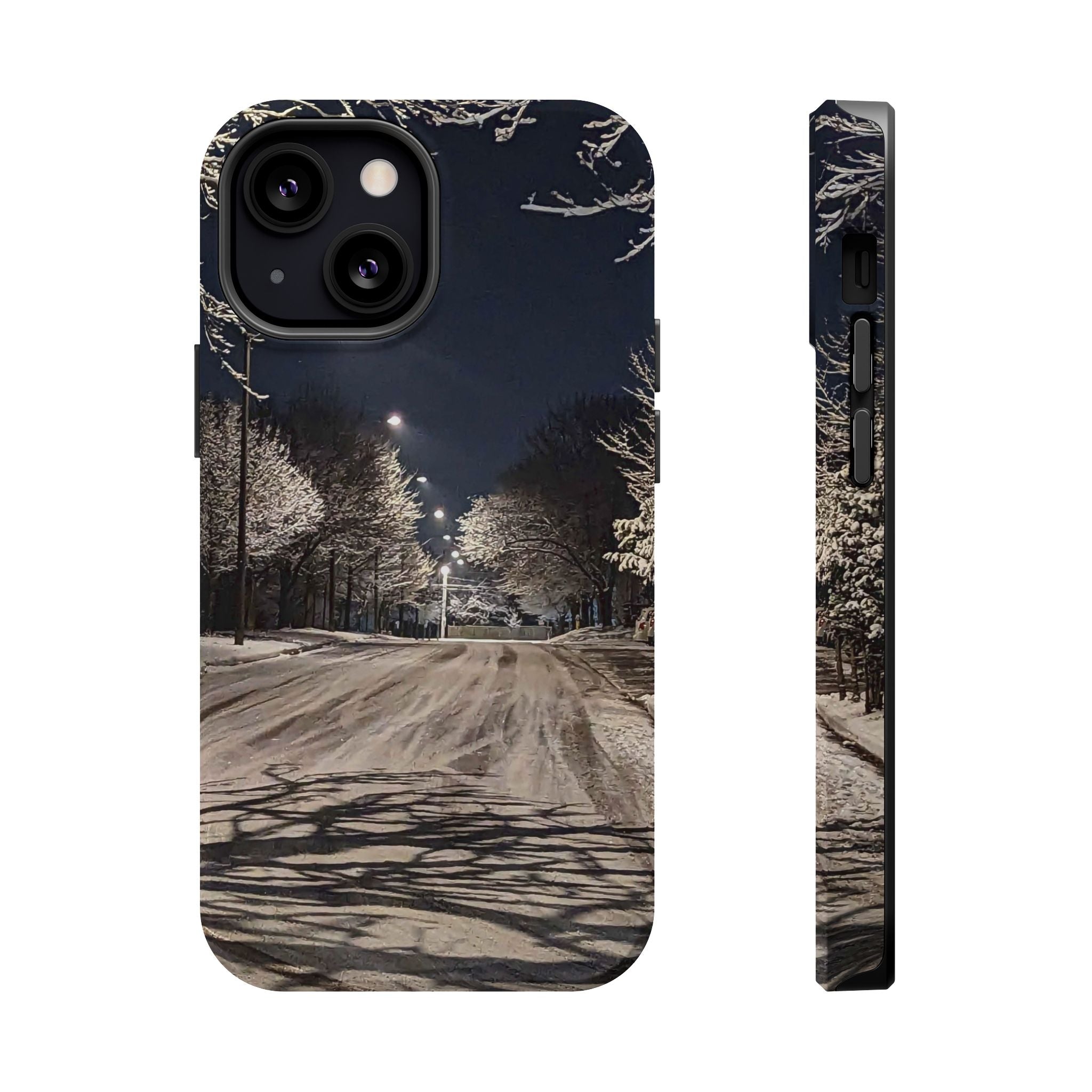Winter Night Snow Road Magnetic Impact-Resistant Phone Case