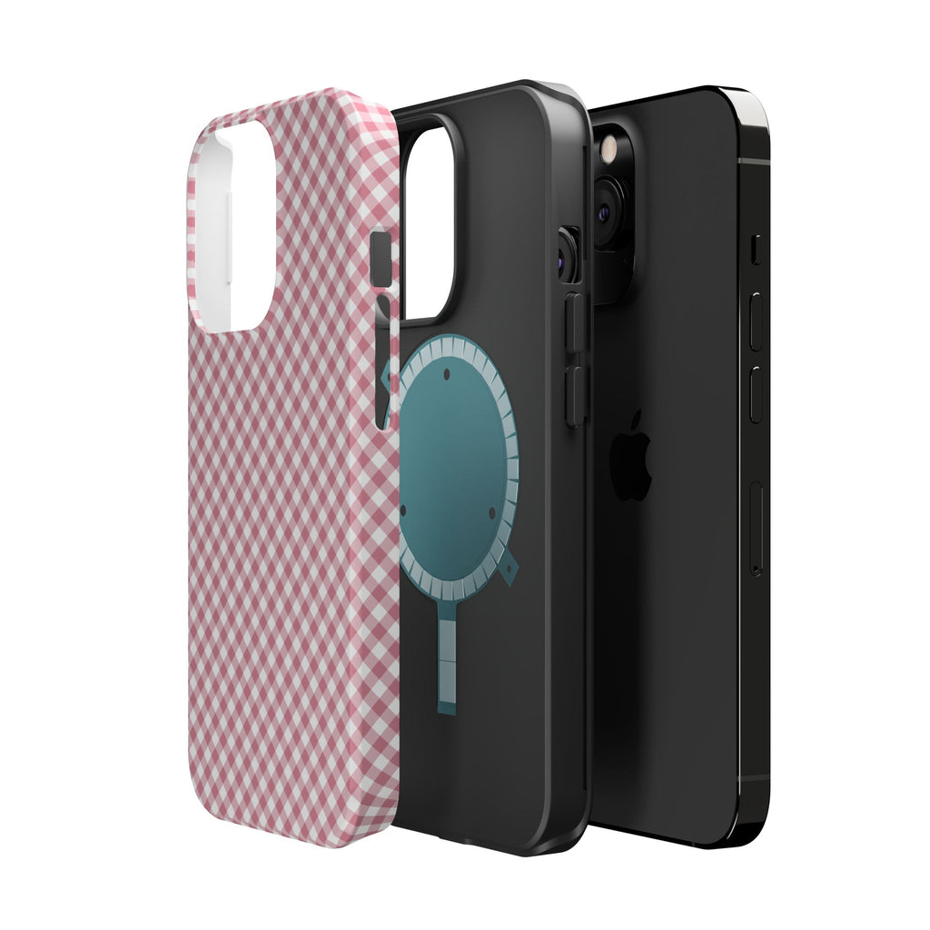 Pink Gingham Magnetic Impact-Resistant Phone Case